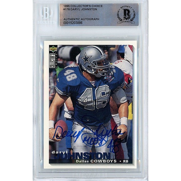 Daryl Johnston Signed Upper Deck Football Card Cowboys Autograph Beckett Slab 95 - Picture 1 of 4